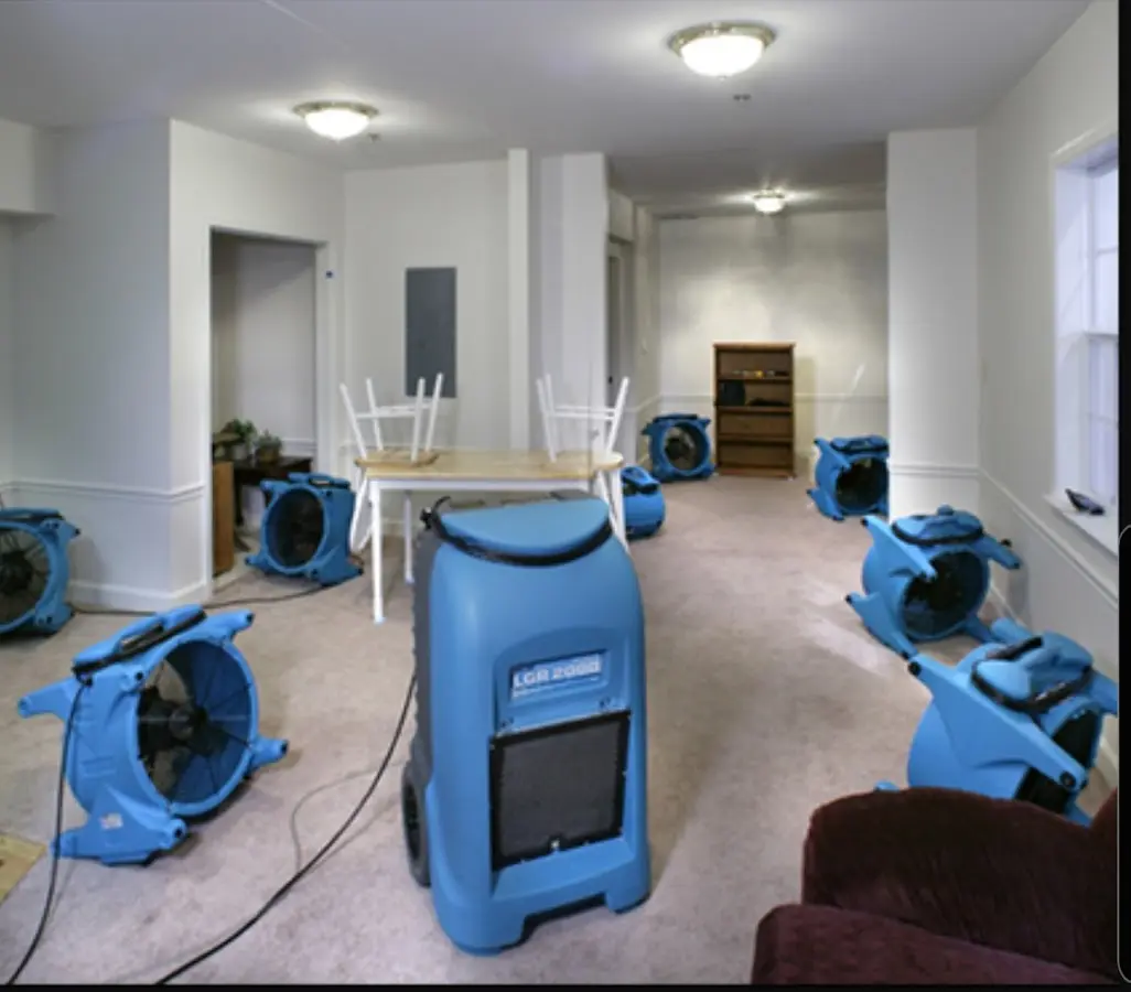 Air movers and dehumidifier setup for Water Extraction & Removal in Machesney Park